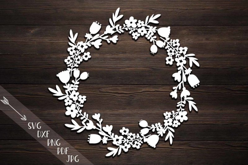 Download Free Flower Wreath Paper Cut Svg Monogram Flowers Papercutting Template Download Free Svg Files Creative Fabrica PSD Mockup Template
