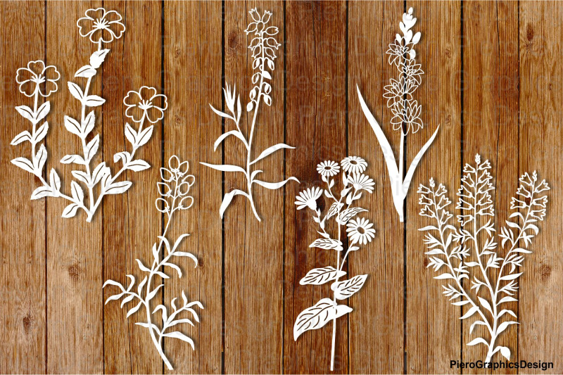 Wildflowers set 4 SVG files for Silhouette Cameo and Cricut. By ...