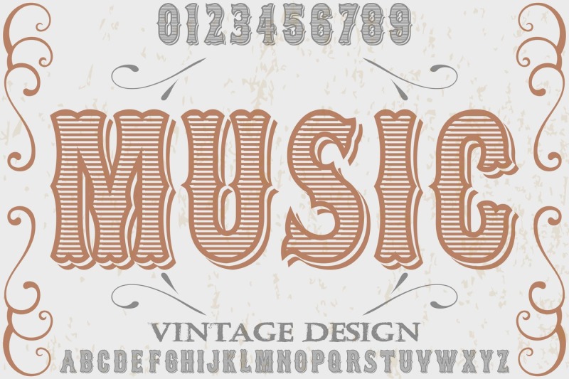Vintage Alphabet Typeface Handcrafted Vector Label Design Music By Vintage Font Thehungryjpeg Com