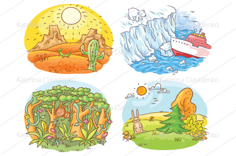 Set of four different climatic zones By Optimistic Kids Art | TheHungryJPEG