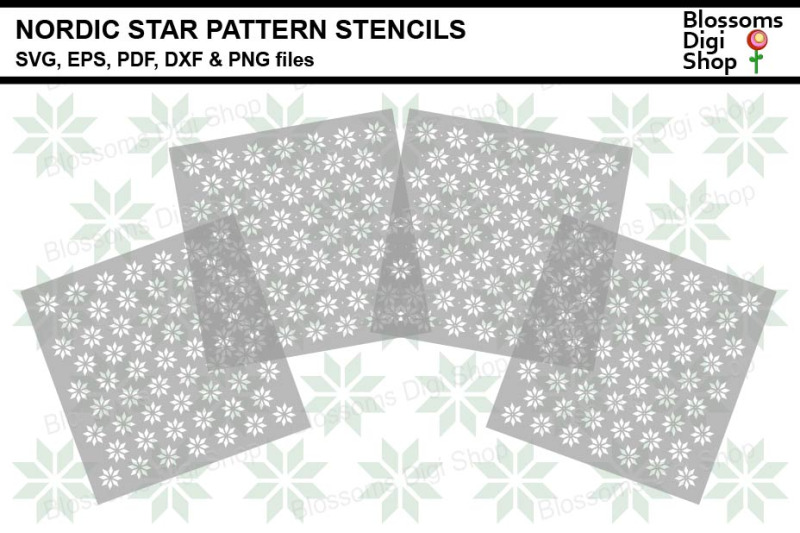 Nordic Star Pattern Stencils SVG, EPS, PDF, DXF & PNG files By Blossoms ...