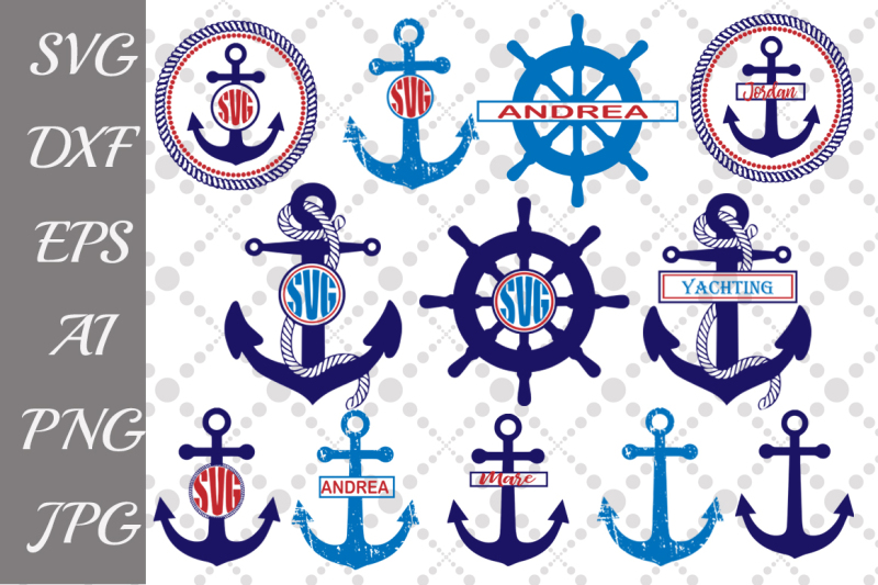Anchor Svg Bundle: ,ANCHOR MONOGRAM SVG, Nautical Svg By PrettyDesignStudio | TheHungryJPEG.com