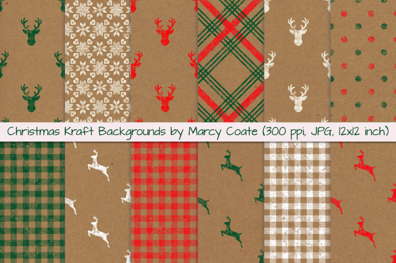 Download Free Christmas Kraft Backgrounds Digital Papers Crafter File