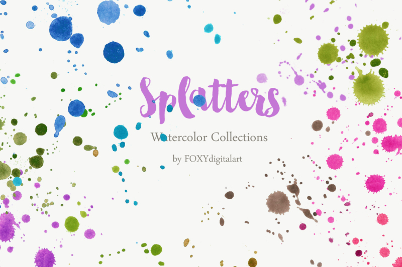 Watercolor Paint Splatters Clipart By FOXYdigitalart | TheHungryJPEG