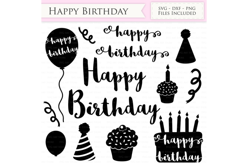 Download Free Happy Birthday Svg Files Birthday Cutting Files PSD Mockup Template