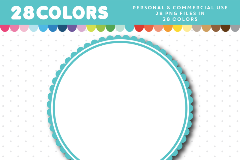 Scalloped Circle Frames Clipart Instant Download Digital Clip Art Graphics  Personal & Commercial Use