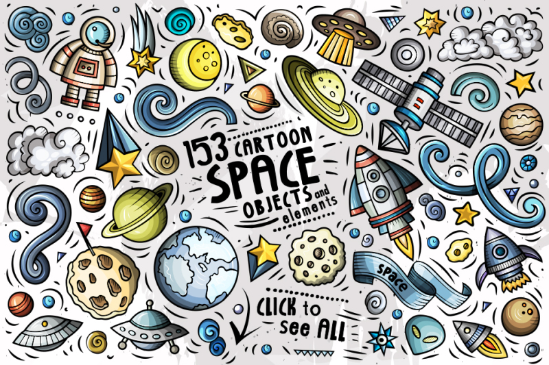 Space Cartoon Objects Set By Balabolka Thehungryjpeg Com