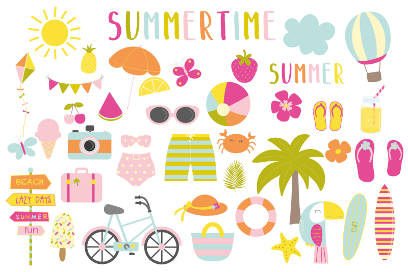 Summertime clipart By Poppymoon Design | TheHungryJPEG