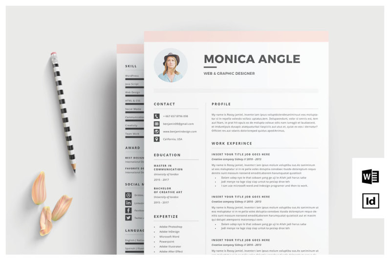 Resume / CV | Monica By Occy Design | TheHungryJPEG