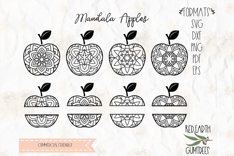 Free Mandala Apples Svg Png Eps Dxf Pdf For Cricut Cameo Crafter File All Svg Cut Files For Cut
