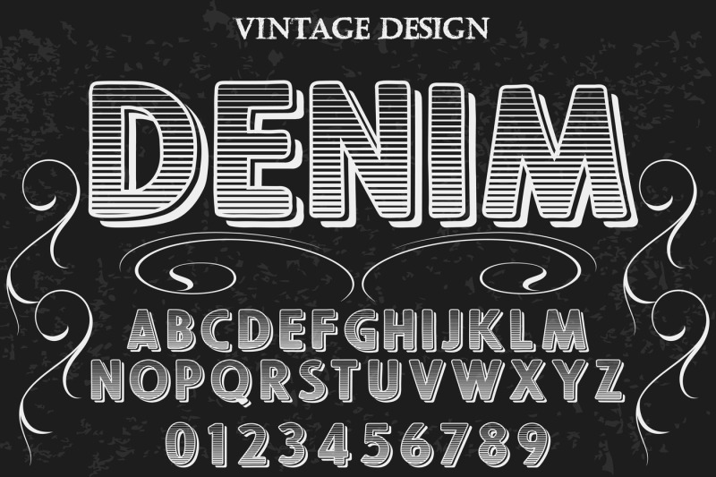 Vintage Handcrafted Vector Label Design Typeface Alphabet Denim By Vintage Font Thehungryjpeg Com