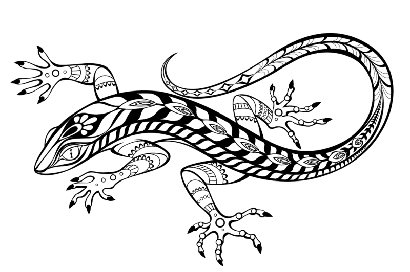 Stylized Lizard ( Tattoo ) By blackmoon9 | TheHungryJPEG