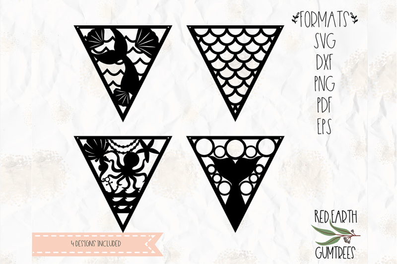 Download Mermaid Bunting Banner Svg Png Eps Dxf Pdf For Cricut Cameo By Svgbrewerydesigns Thehungryjpeg Com