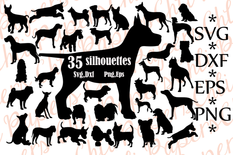 Dog Silhouette Svg: ,DOG CLIPART, Dog cut file,Dogs Vector By
