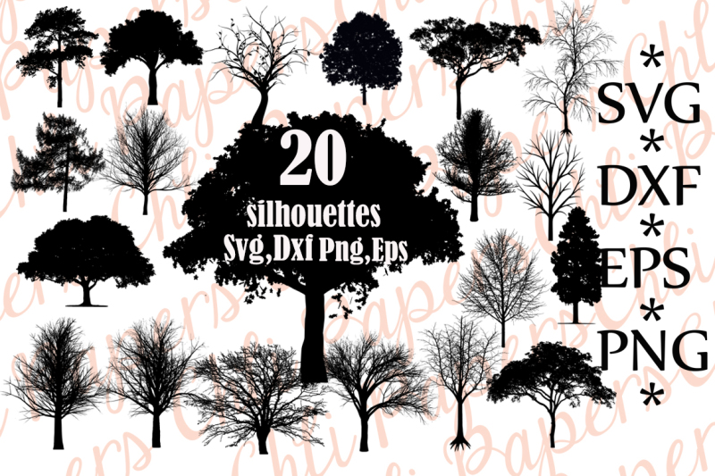 Tree Svg Bundle Tree Silhouette Svg Trees Clipart Design Svg Art Images Free Icon