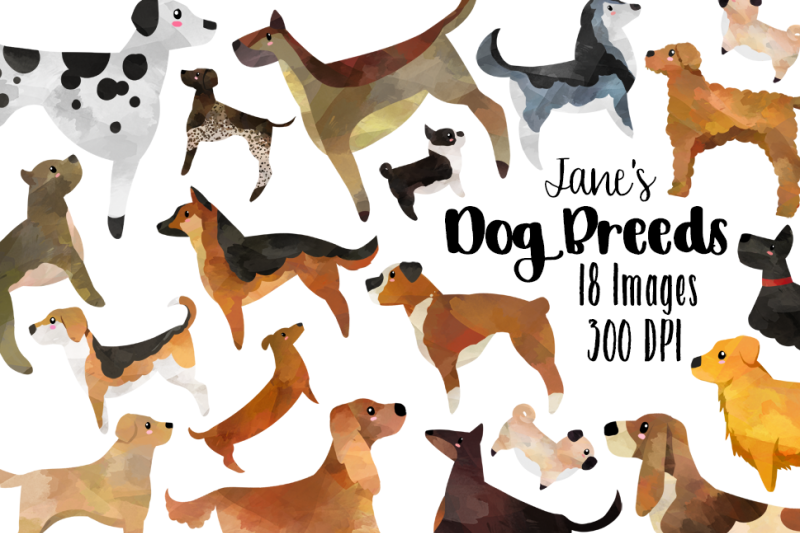 Watercolor Dog Breeds By Digitalartsi | TheHungryJPEG