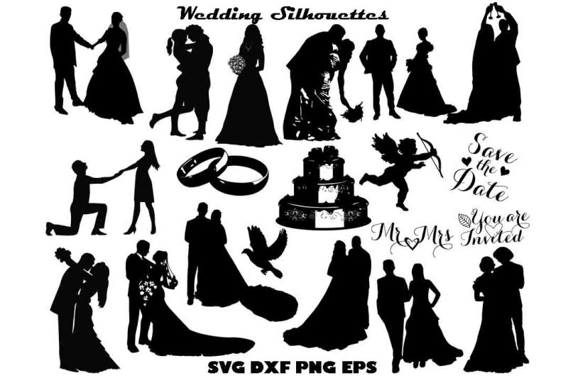Download Free Wedding silhouette SVG DXF PNG EPS Crafter File ...