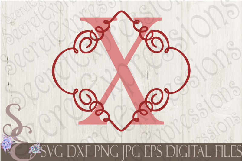 Download Free Letter X Initial Swirl Border Monogram Svg Crafter File