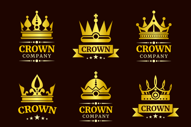 Luxury crown logo set By Microvector | TheHungryJPEG