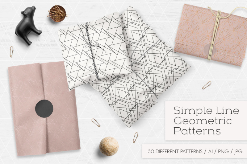 Simple Line Geometric Patterns By PeDeDesigns | TheHungryJPEG.com