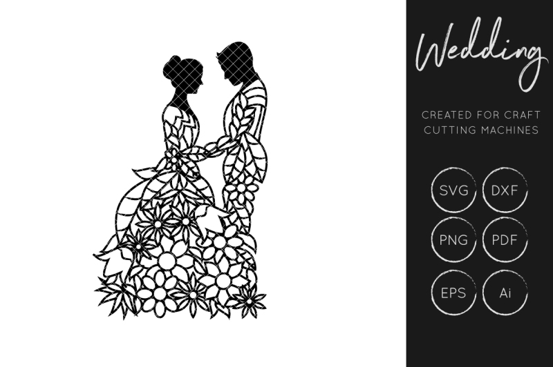 Download Free Bride and Groom - Detailed Floral SVG Cut File ...