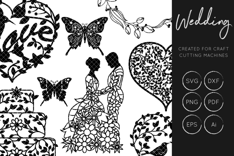 Download Wedding SVG Bundle - Hand Lettering - Detailed Florals SVG By illuztrate | TheHungryJPEG.com