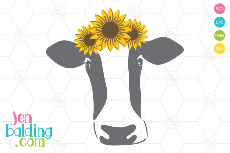 Download Free Cow With Sunflowers Svg PSD Mockup Template