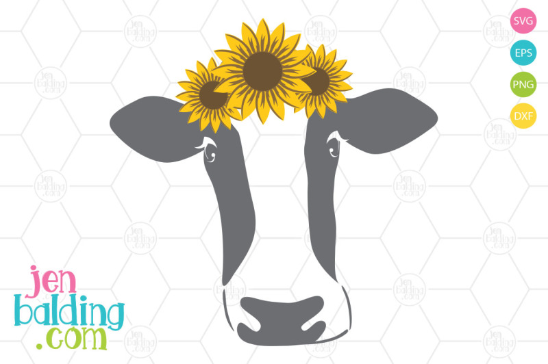 Download Free Cow with Sunflowers SVG Crafter File - Digital Cut ...