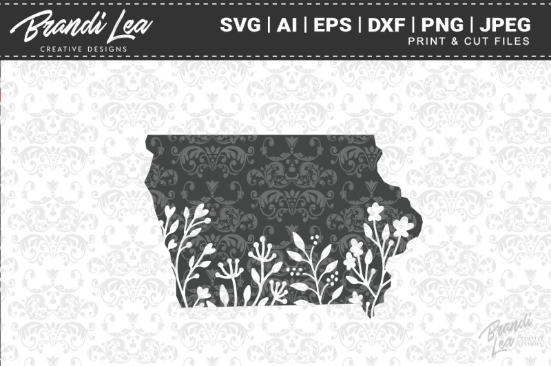 Iowa Floral State Map Svg Cutting Files Design 3d Svg File Free Image