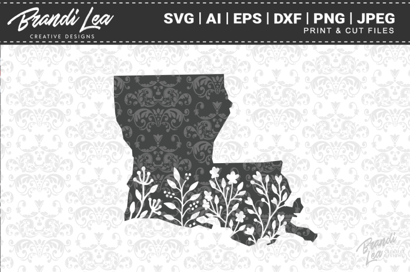 Free Louisiana Floral State Map Svg Cutting Files Svg Free Svg Files Awareness