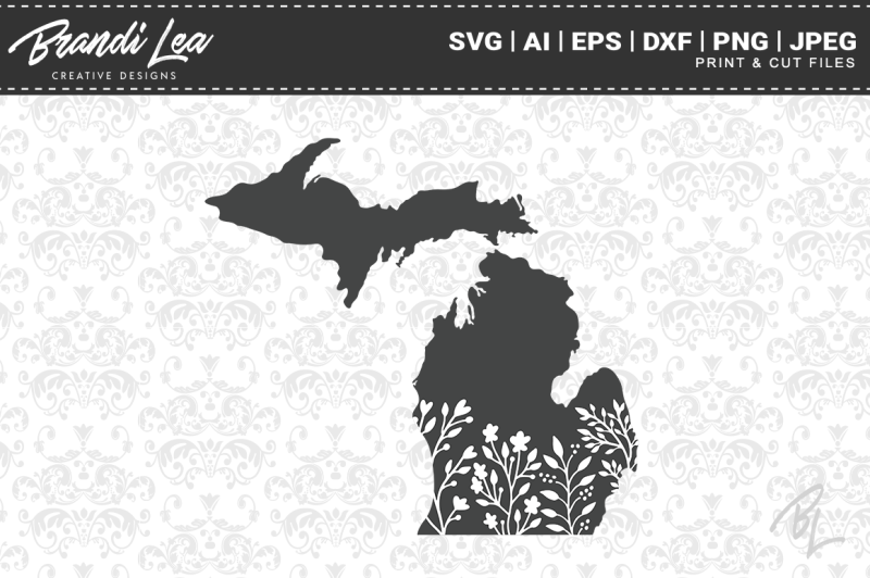 Free Michigan Floral State Map Svg Cutting Files Crafter File Free Svg Bundle Free Svg Files
