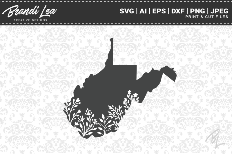 Download West Virginia Floral State Map SVG Cutting Files By Brandi ...