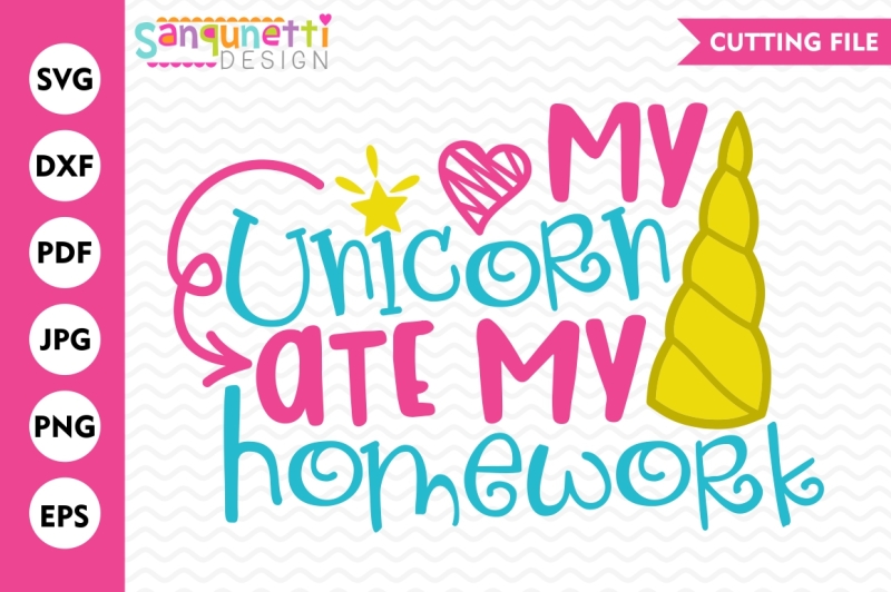 Download Free My Unicorn Ate My Homework Svg Svg Dxf Eps Jpg Png Crafter File Best Free Svg Cut File