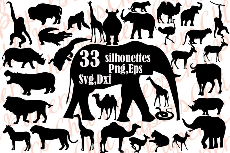 Download Free Safri Animals Silhouette Svg,SAFARI ANIMALS CLIPART ...