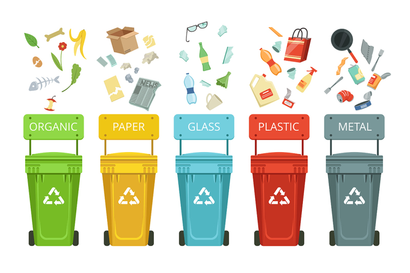 Plastic containers for garbage of different types By ONYX | TheHungryJPEG