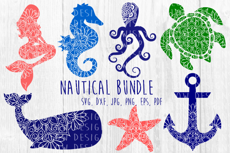 Download Nautical Sea Animal Mandala Bundle, Mermaid, Whale, Turtle ...