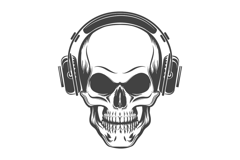 Skull with Headphones By Olena1983 | TheHungryJPEG.com