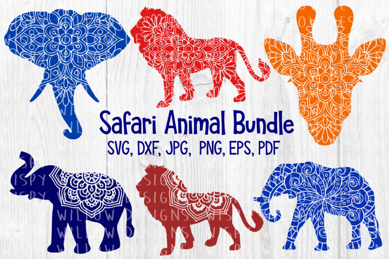 Free Safari Animal Mandala Bundle, Lion, Giraffe, Elephant, Africa, SVG