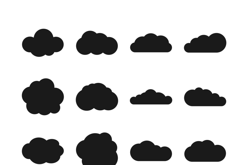 Cloud vector black icons By Microvector | TheHungryJPEG