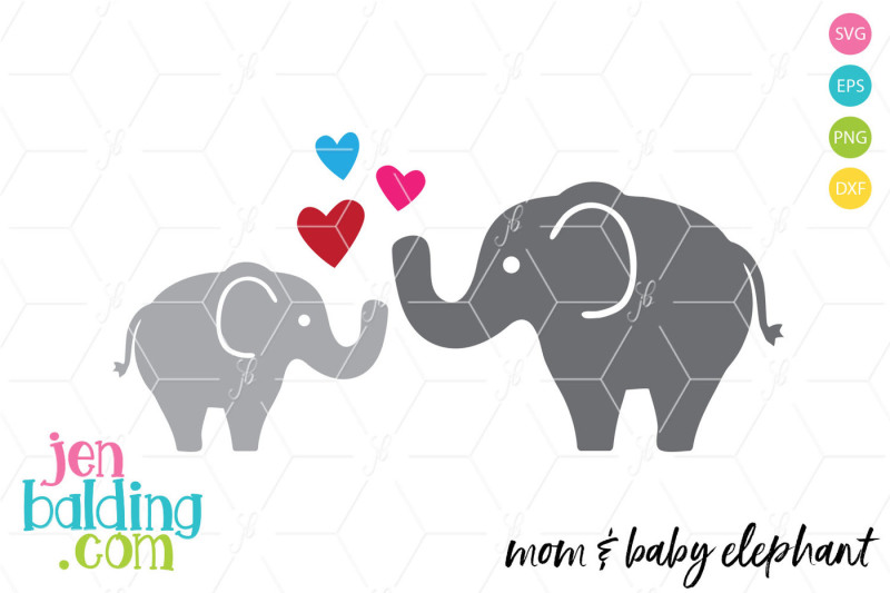 Download Mom & Baby Elephant SVG By JenBalding | TheHungryJPEG.com
