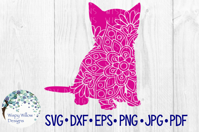 Download Free Cat Mandala, Floral Kitten SVG/DXF/EPS/PNG/JPG/PDF Crafter File