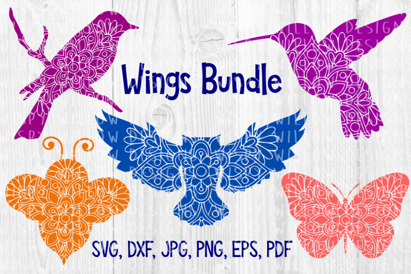 Download Free Wings Animal Mandala Bundle Bird Bee Owl Butterfly Cut File Crafter File Free Download Svg Cut Files