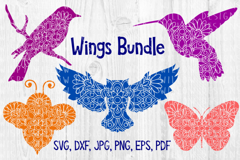 Wings Animal Mandala Bundle, Bird, Bee, Owl, Butterfly Cut ...