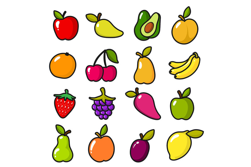 Collection of fruits in cartoon style By ONYX | TheHungryJPEG