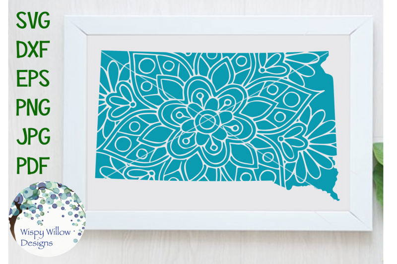 Download Free South Dakota Sd State Floral Mandala Svg Dxf Eps Png Jpg Pdf Crafter File Free Downloads Svg Files Monogram PSD Mockup Templates