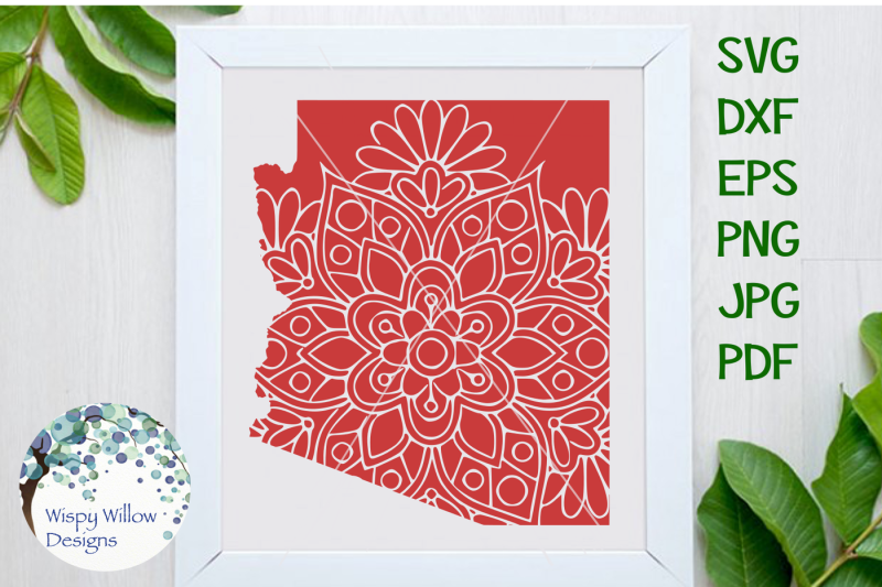 Free Arizona Az State Floral Mandala Svg Dxf Eps Png Jpg Pdf Crafter File Download Free Svg Cut Files