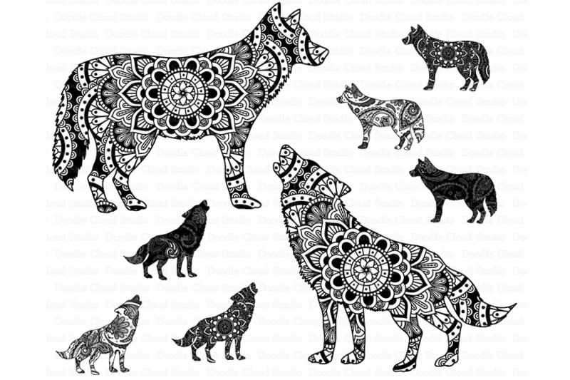 Download Mandala Wolf, Howling Wolf Mandala SVG files. By Doodle Cloud Studio | TheHungryJPEG.com