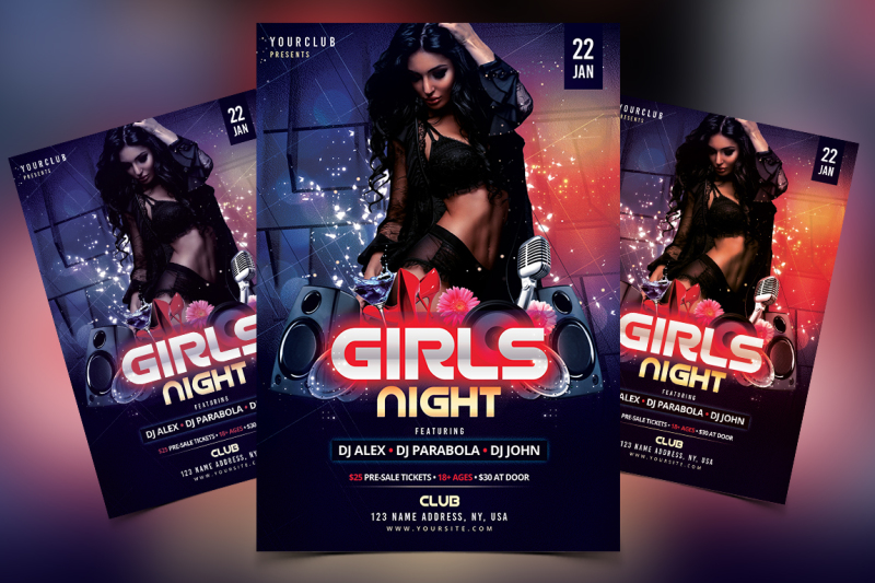 flyer,girls night flyer,ladies night flyer,psd flyer,event flyer,dark flyer...