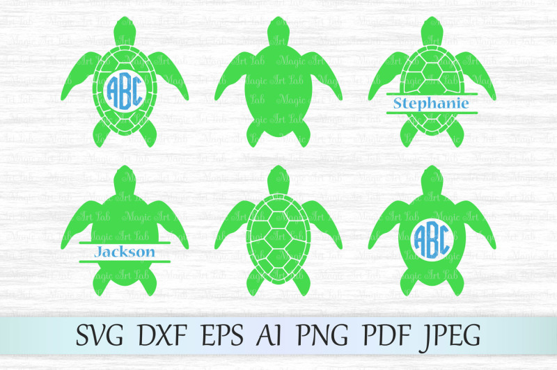 Turtle monogram SVG, DXF, EPS, AI, PNG, PDF, JPEG By MagicArtLab ...