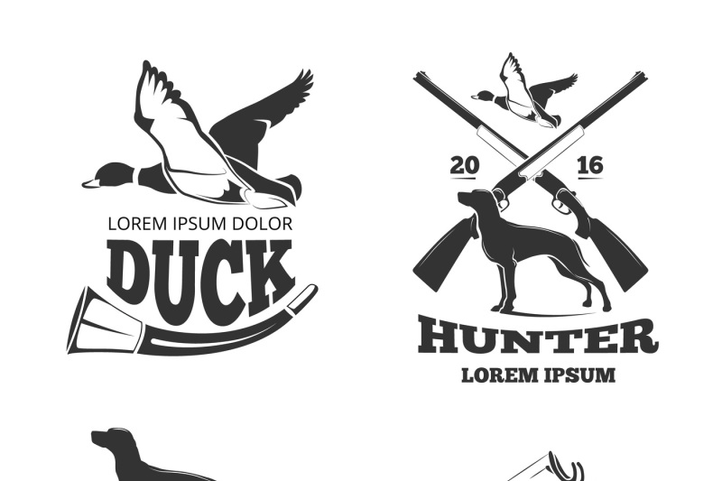 Hunting club vintage vector labels, emblems, logos, badges set By  Microvector | TheHungryJPEG